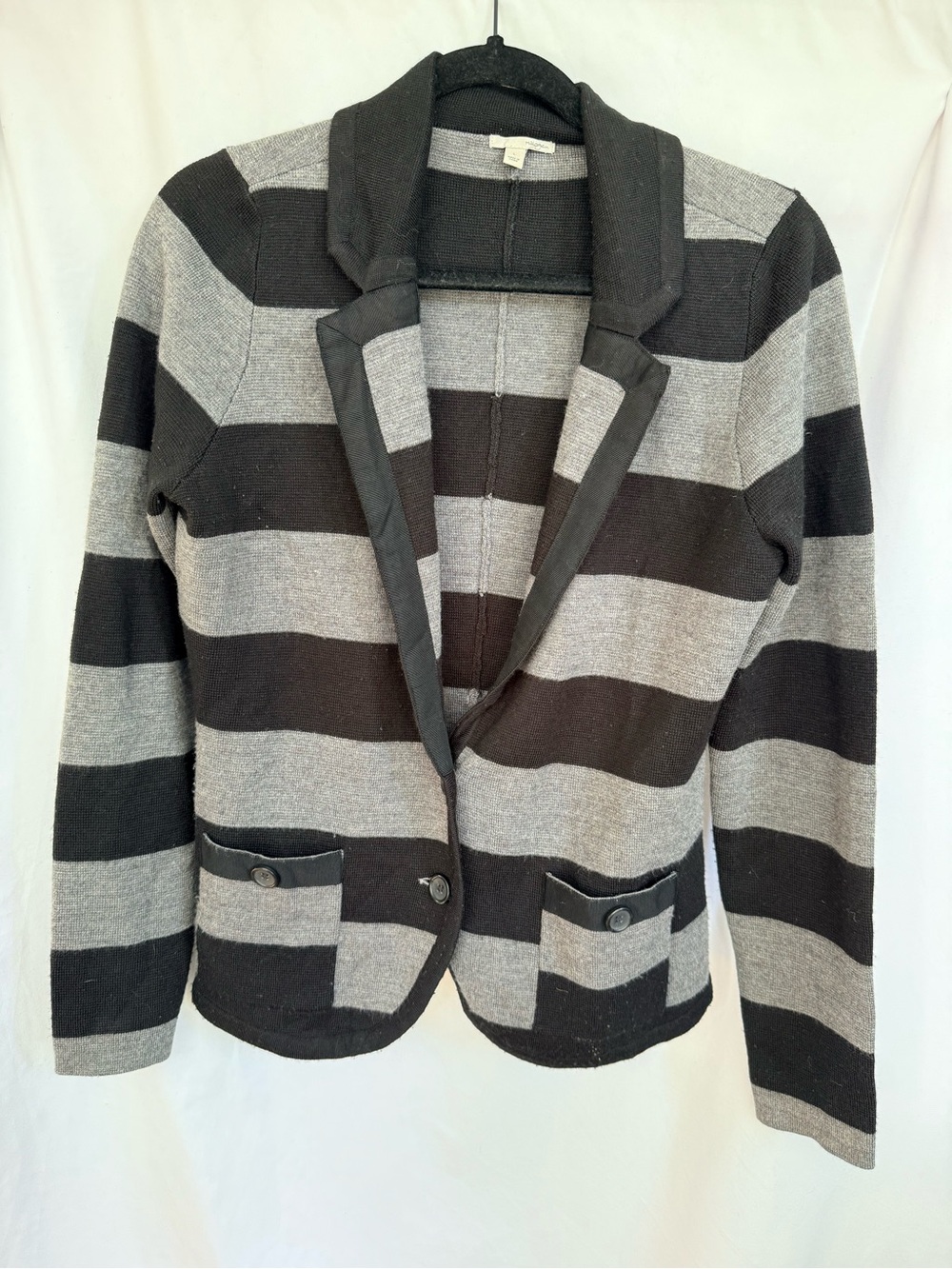 Halogen Black & Gray Striped Knit Blazer